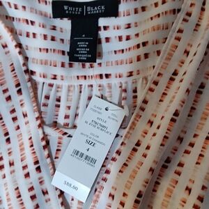 White House Black Market Red and White Patterned Top